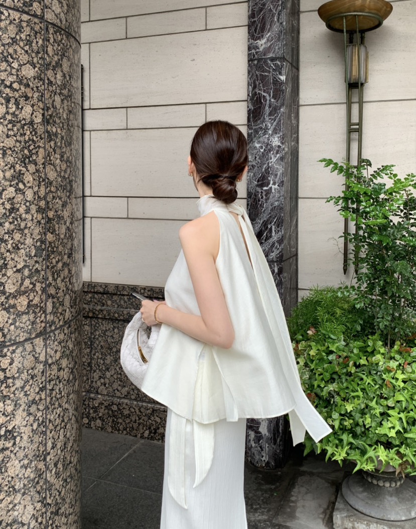 ME MO韓國直郵女裝新品時尚26夏季人氣襯衫蕾絲衫系帶雙層ME MO襯衫/蕾絲衫