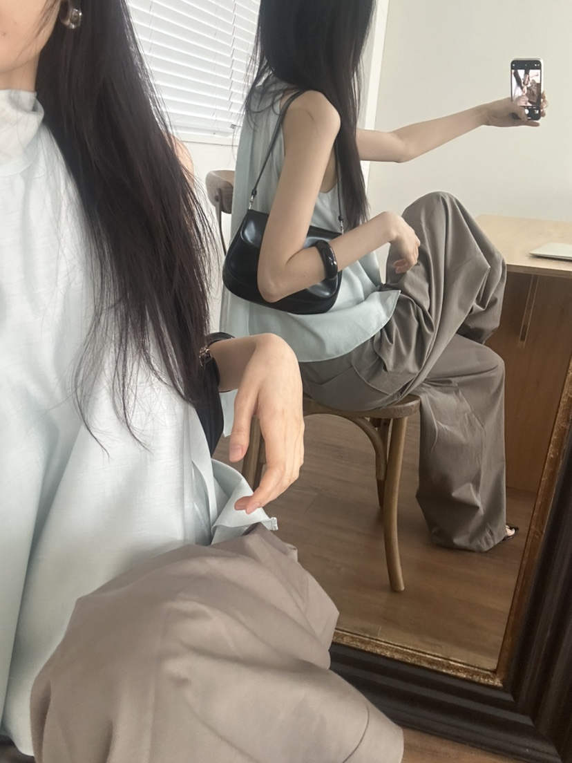 ME MO韓國直郵女裝新品時尚26夏季人氣襯衫蕾絲衫系帶雙層ME MO襯衫/蕾絲衫
