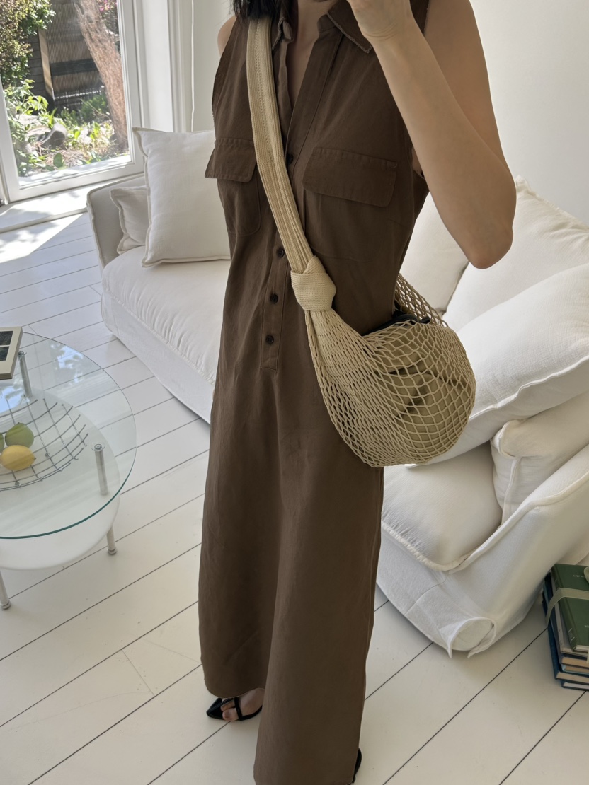 ME MO韓國直郵女士新品26夏季職業連衣裙不含腰帶水洗亞麻ME MO連衣裙