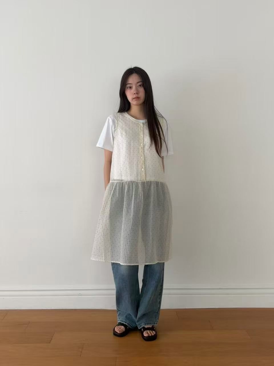 CAROLINE韓國直郵實拍女士新品時尚熱賣休閑連衣裙不含內搭CARO_LINE連衣裙圖色1