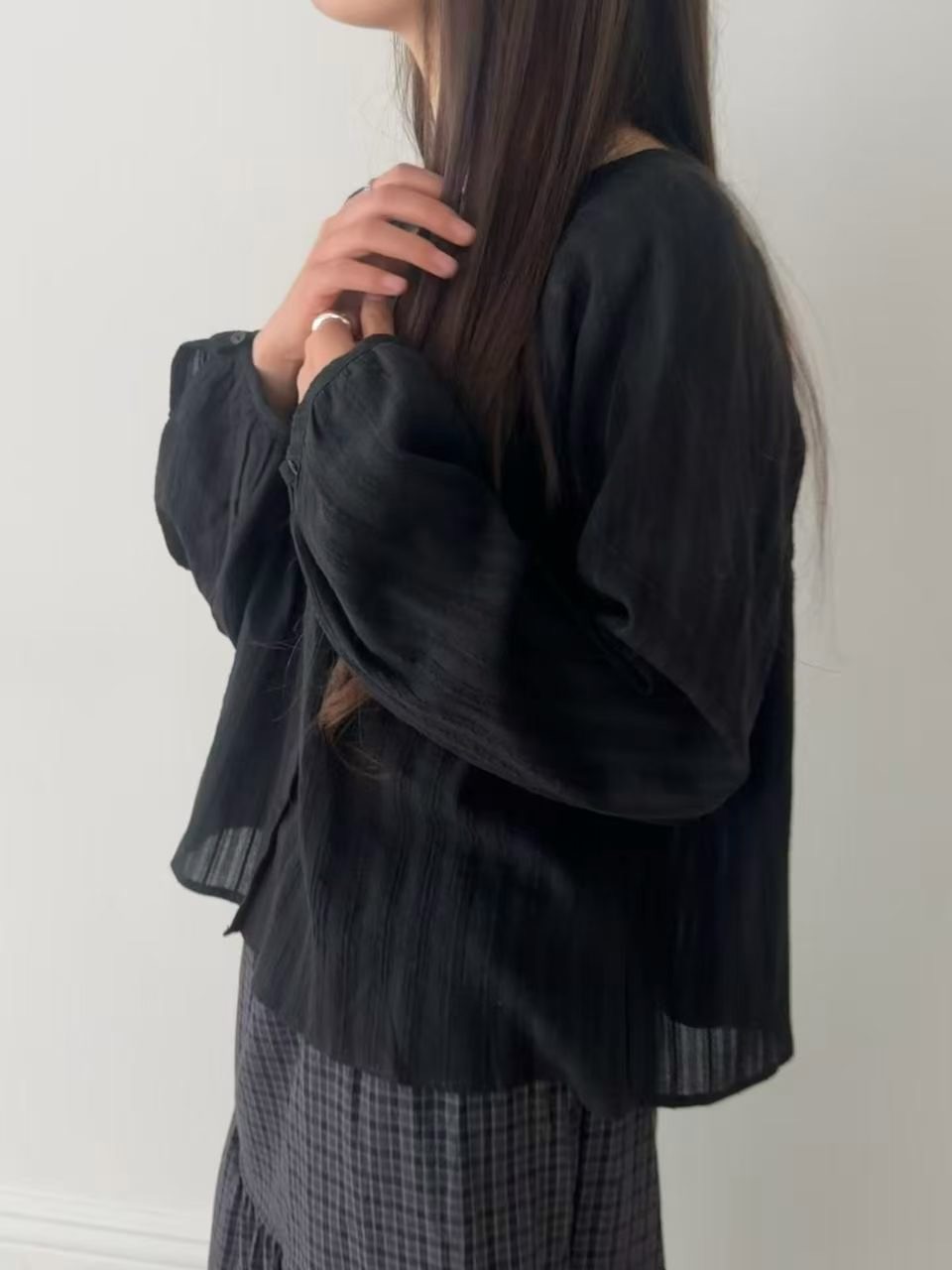 CAROLINE韓國直郵女士新品熱賣職業推薦26春夏襯衫蕾絲衫CARO_LINE襯衫/蕾絲衫圖色2