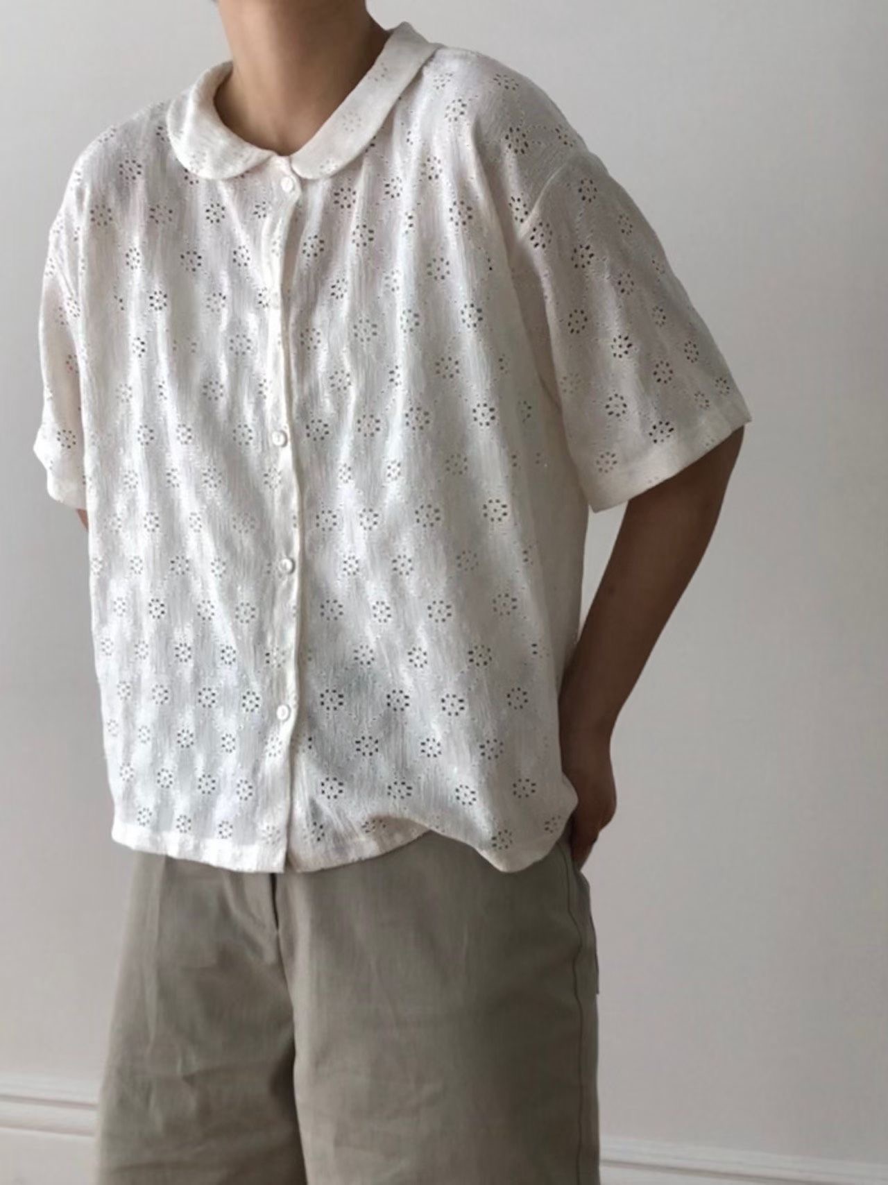 CAROLINE韓國代購女士新款熱賣26春夏時尚26夏季襯衫蕾絲衫CARO_LINE襯衫/蕾絲衫圖色1