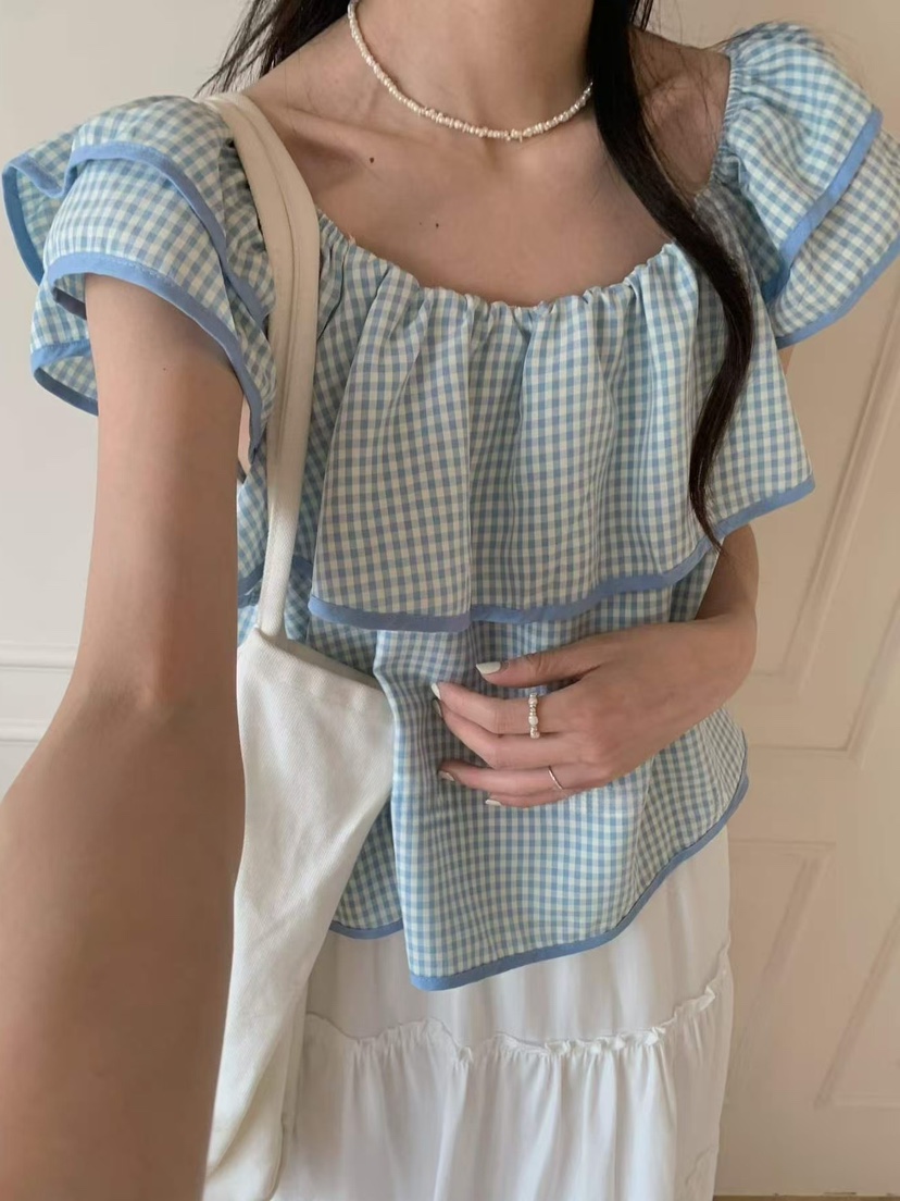 OLA韓國直郵女士新品26夏季職業26春夏時尚休閑襯衫蕾絲衫mellor/OLA襯衫/蕾絲衫