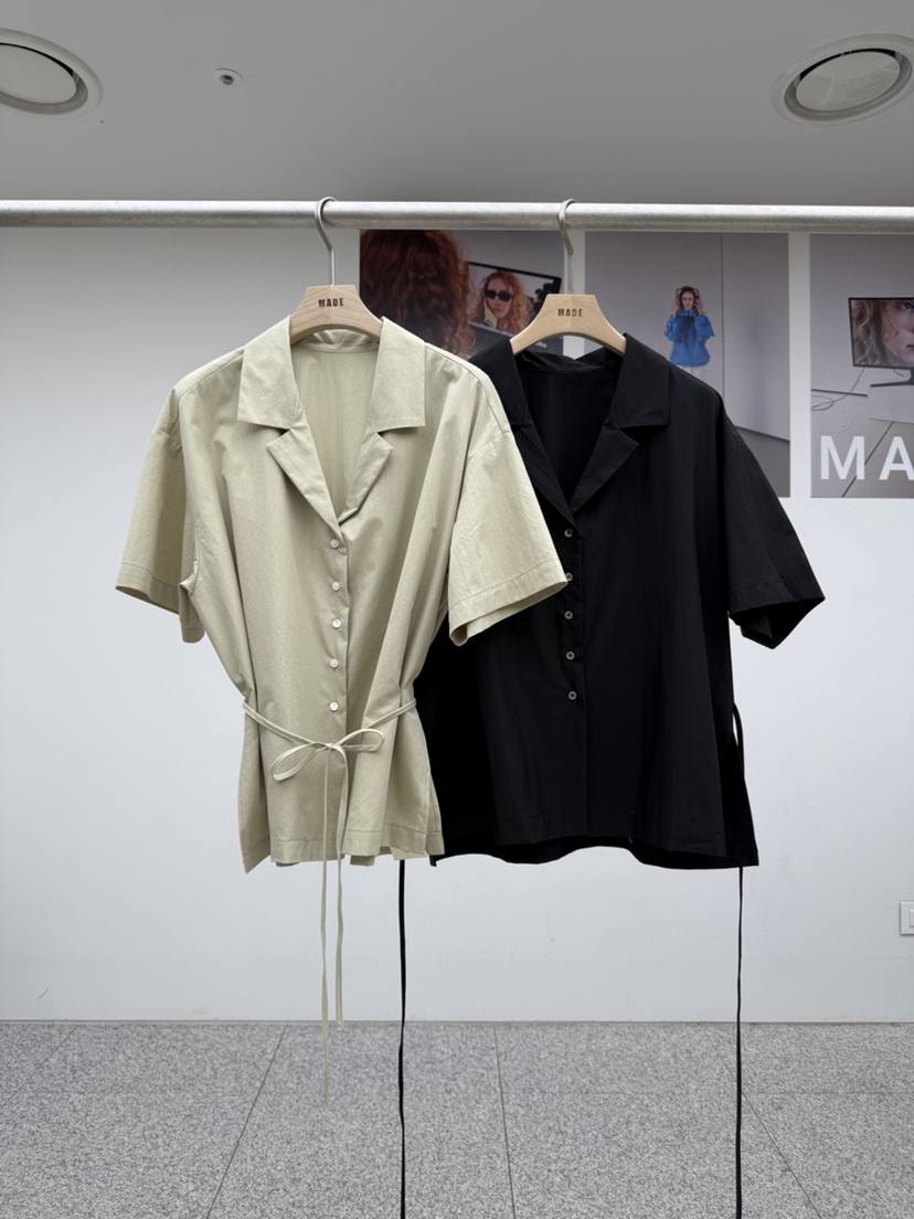 MADE-P韓國直郵女士新品時尚26夏季推薦襯衫蕾絲衫含腰繩MADE-P襯衫/蕾絲衫