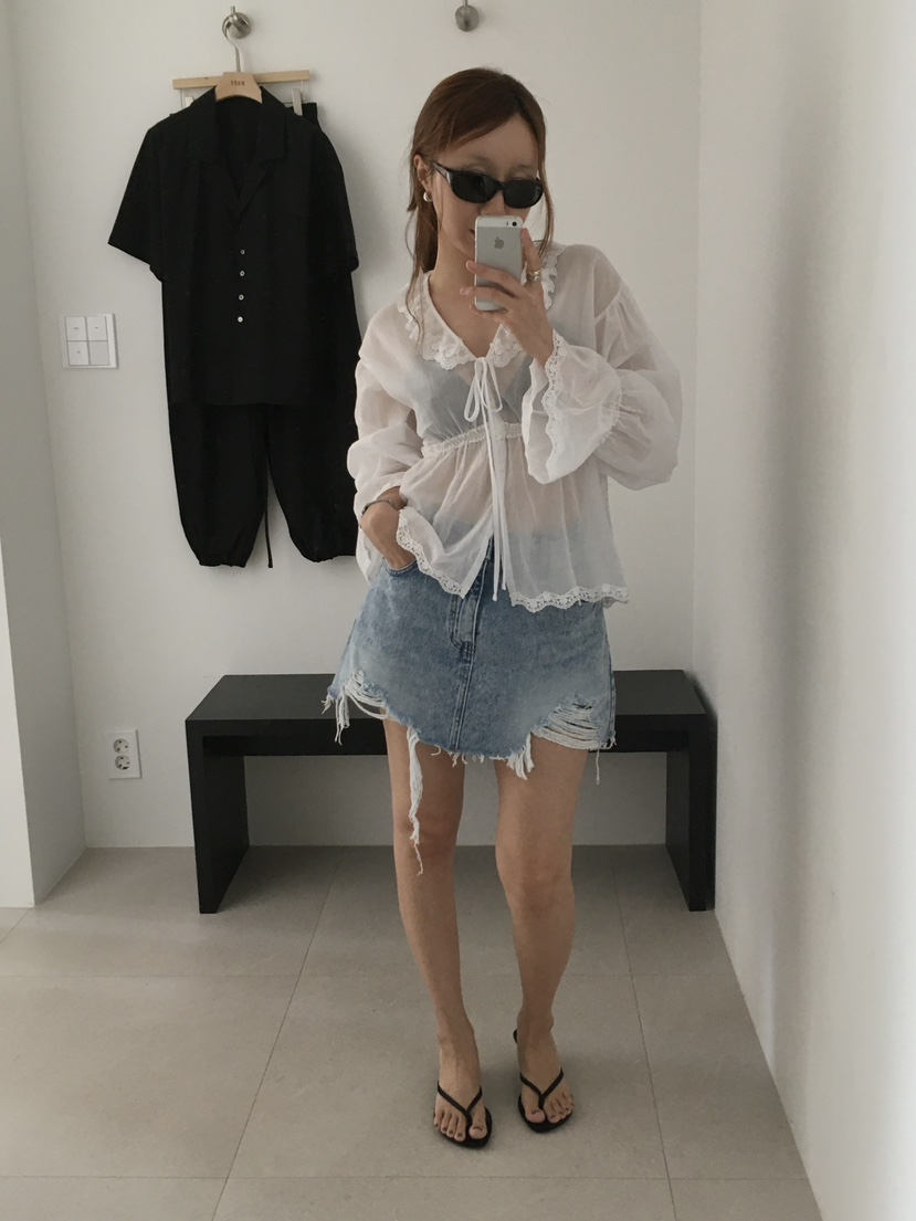 MADE-P韓國東大門直郵女裝新款26夏季熱賣職業襯衫蕾絲衫MADE-P襯衫/蕾絲衫