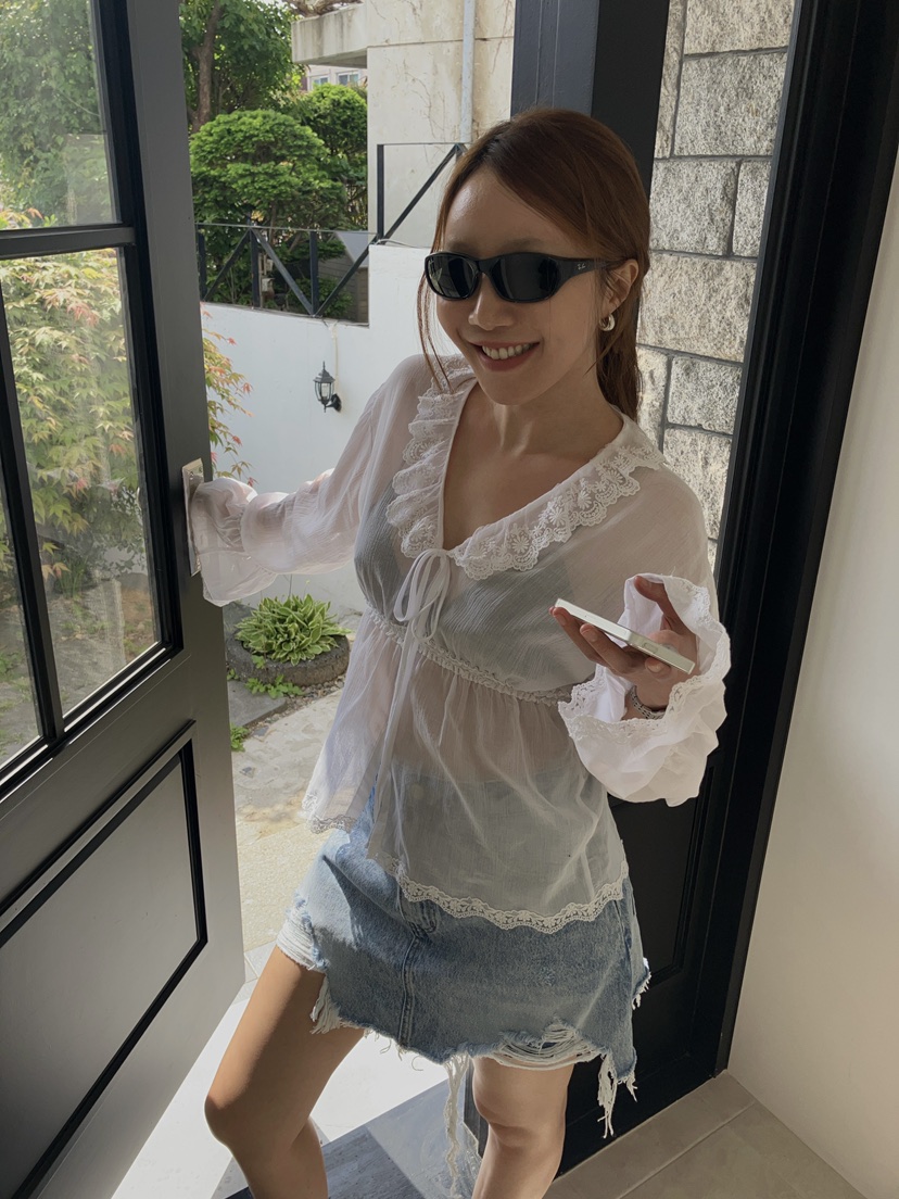 MADE-P韓國東大門直郵女裝新款26夏季熱賣職業襯衫蕾絲衫MADE-P襯衫/蕾絲衫