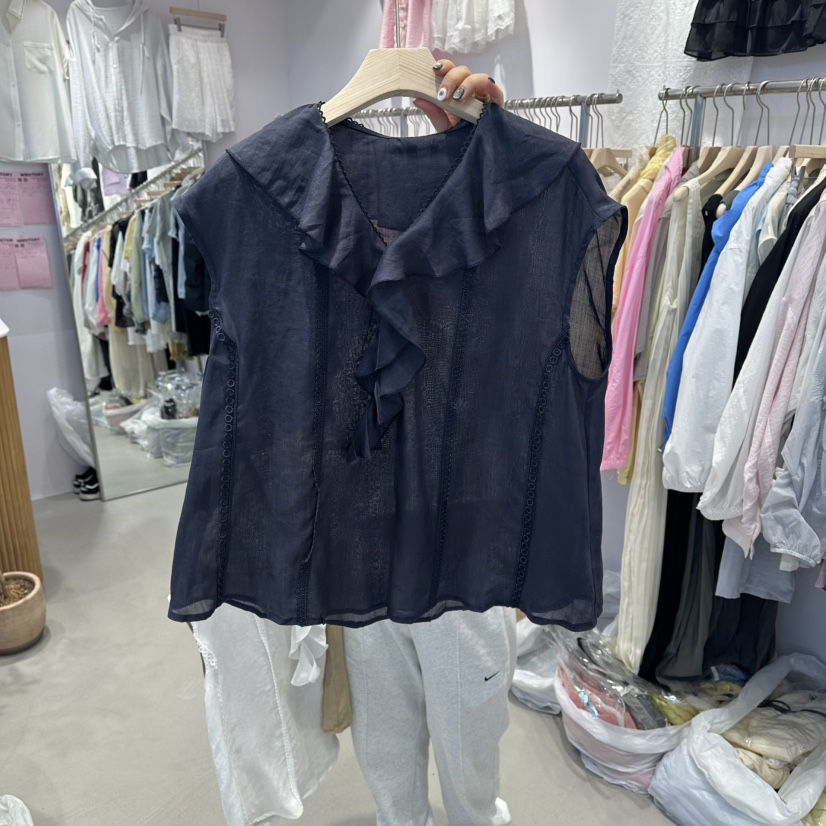 SIMPLE PARK/WMSTORY韓國代購女裝新款時尚襯衫蕾絲衫荷葉邊WMSTORY/SIMPLE PARK襯衫/蕾絲衫圖色3