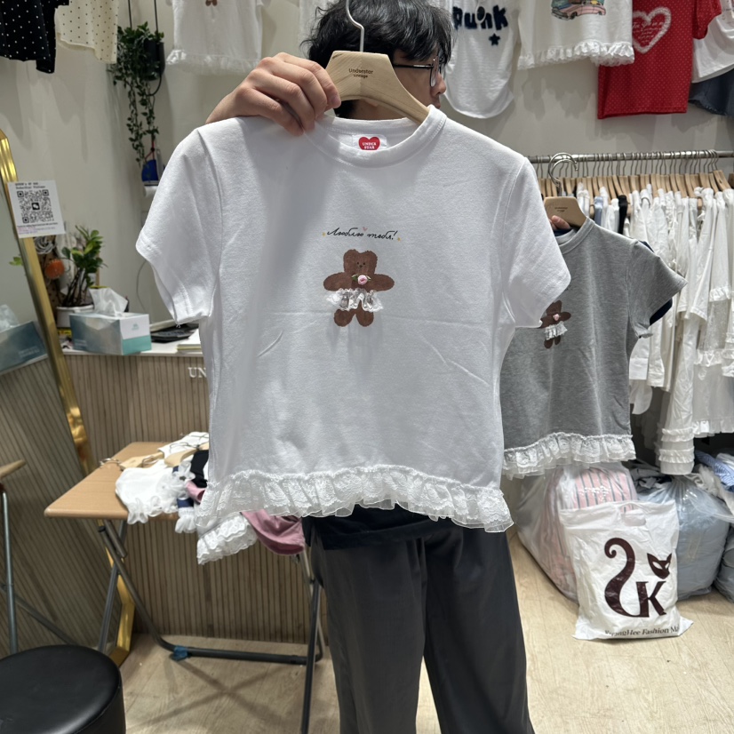 UNDERSTAR_VINTAGE韓國直郵實拍女士新款26夏季T恤泰迪熊UNDERSTAR_VINTAGET恤圖色1