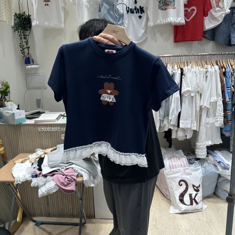 UNDERSTAR_VINTAGE韓國直郵實拍女士新款26夏季T恤泰迪熊UNDERSTAR_VINTAGET恤圖色3