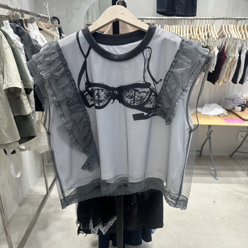 HOT PLACE/DREAM GIRIS/HOT ISSUE韓國東大門代購女士新品休閑吊帶背心印花網眼HOT PLACE/DREAM GIRIS/HOT ISSUE吊帶/背心圖色1