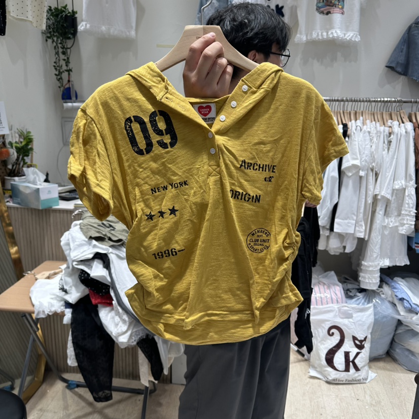 UNDERSTAR_VINTAGE東大門實拍韓國女裝新品休閑T恤連帽衫褶皺UNDERSTAR_VINTAGET恤圖色3
