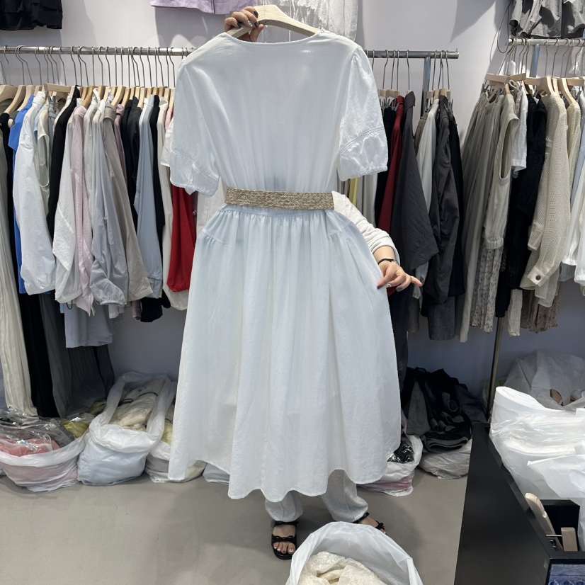 SIMPLE PARK/WMSTORY韓國東大門直郵女士新品人氣連衣裙不含腰帶V領系帶WMSTORY/SIMPLE PARK連衣裙
