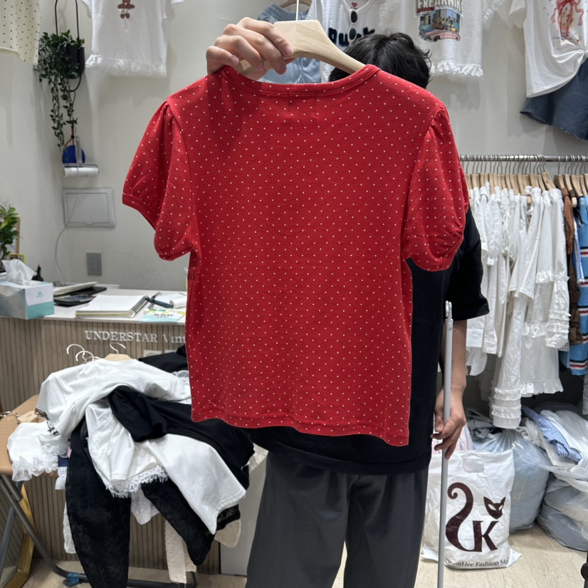 UNDERSTAR_VINTAGE韓國直郵女士新品推薦26夏季休閑T恤圓點UNDERSTAR_VINTAGET恤