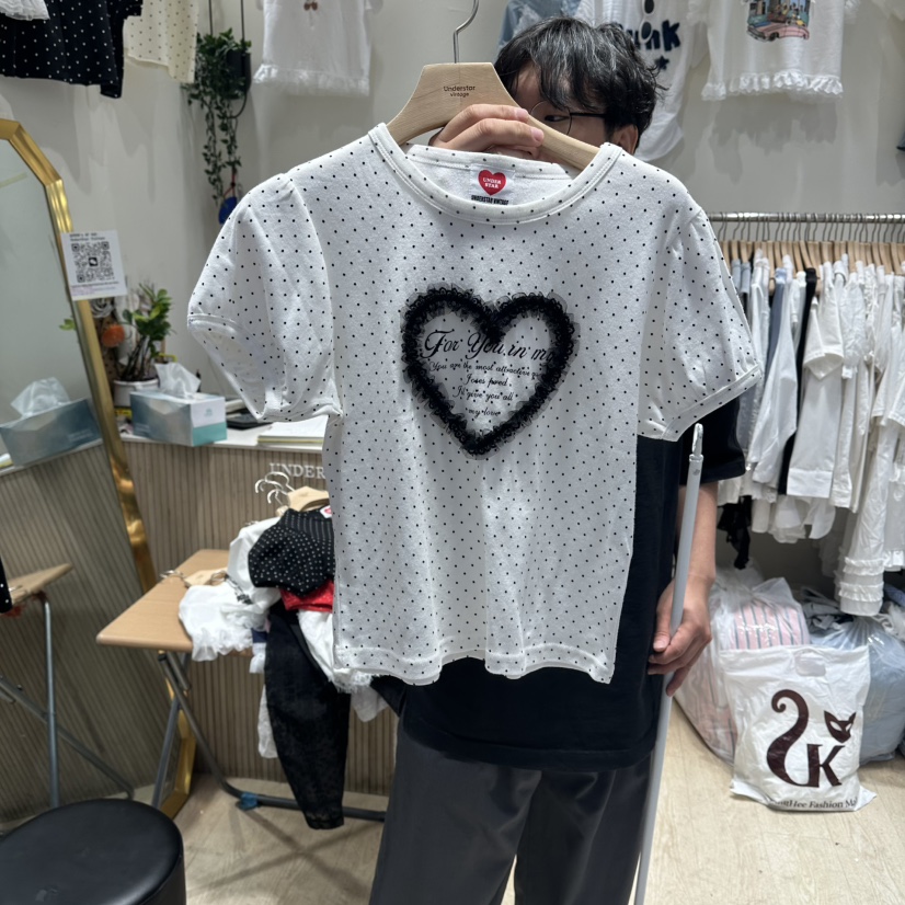 UNDERSTAR_VINTAGE韓國直郵女士新品推薦26夏季休閑T恤圓點UNDERSTAR_VINTAGET恤圖色1