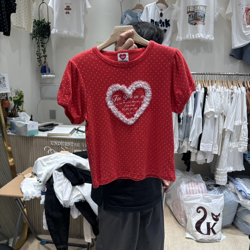UNDERSTAR_VINTAGE韓國直郵女士新品推薦26夏季休閑T恤圓點UNDERSTAR_VINTAGET恤圖色2