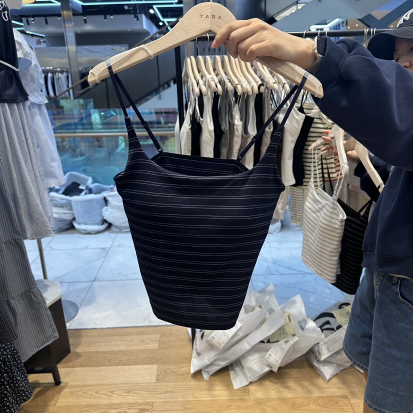 TARA韓國直郵女裝新品時尚26夏季休閑推薦人氣吊帶背心條紋TARA吊帶/背心圖色2深藍色