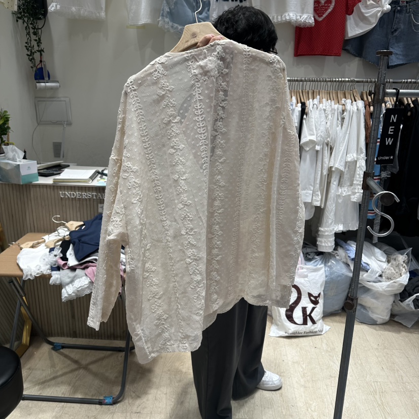 UNDERSTAR_VINTAGE韓國東大門代購女士新款時尚襯衫蕾絲衫透視蕾絲UNDERSTAR_VINTAGE襯衫/蕾絲衫