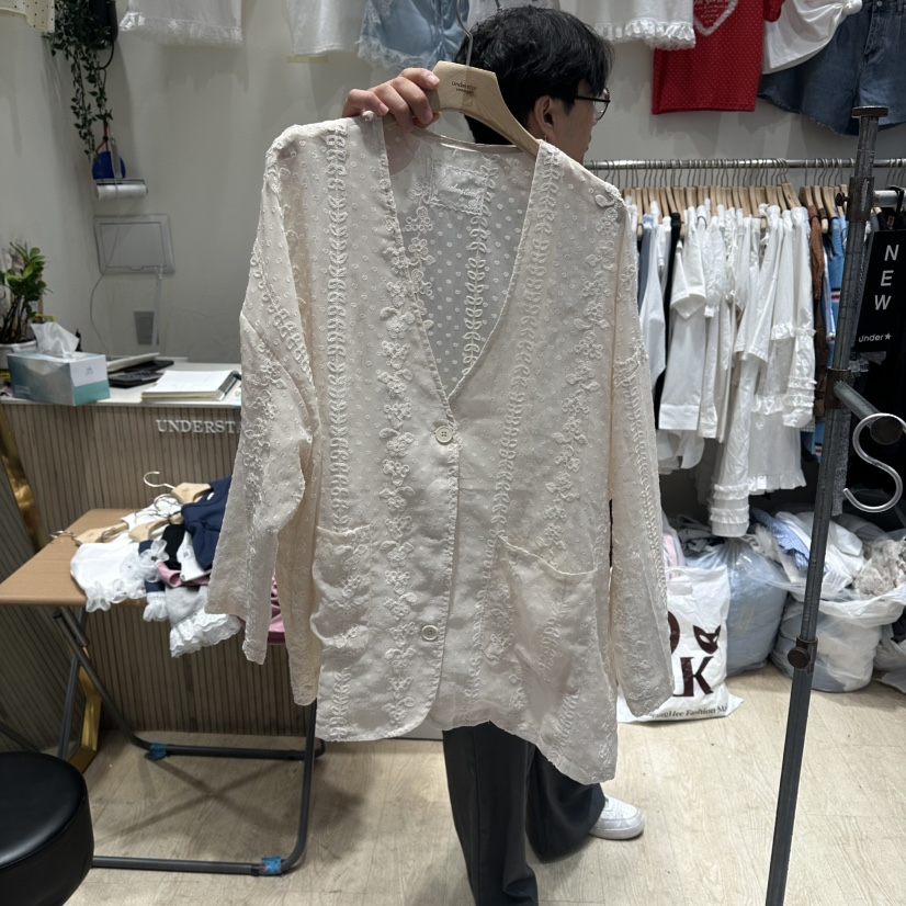 UNDERSTAR_VINTAGE韓國東大門代購女士新款時尚襯衫蕾絲衫透視蕾絲UNDERSTAR_VINTAGE襯衫/蕾絲衫圖色1