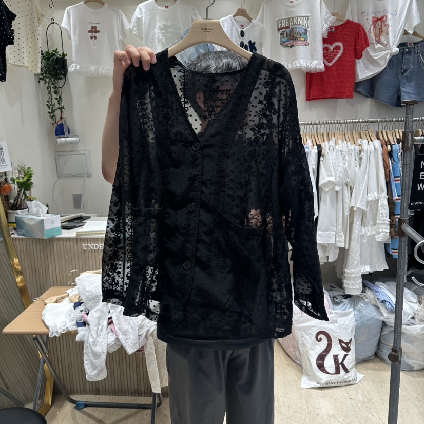 UNDERSTAR_VINTAGE韓國東大門代購女士新款時尚襯衫蕾絲衫透視蕾絲UNDERSTAR_VINTAGE襯衫/蕾絲衫圖色3