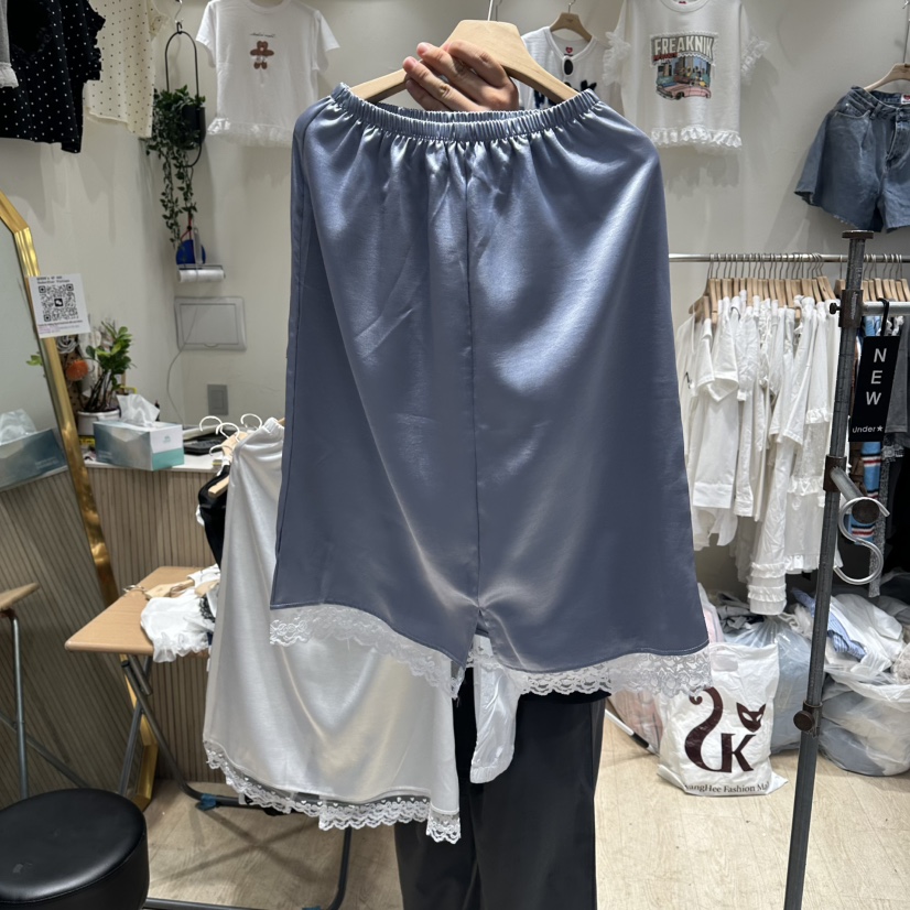 UNDERSTAR_VINTAGE韓國直郵實拍女士新品時尚半身裙中短裙蕾絲緞面UNDERSTAR_VINTAGE半身裙/中短裙