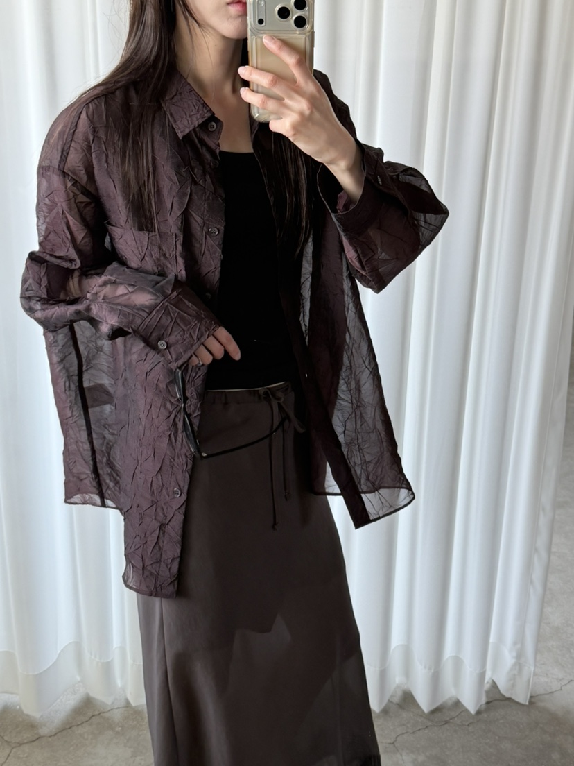 FOSET韓國直郵女士新款時尚26春夏熱賣休閑襯衫蕾絲衫透明FOSET襯衫/蕾絲衫