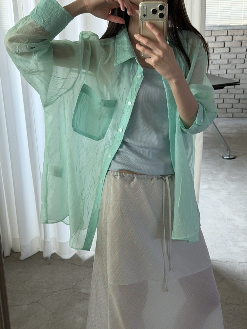 FOSET韓國直郵女士新款時尚26春夏熱賣休閑襯衫蕾絲衫透明FOSET襯衫/蕾絲衫