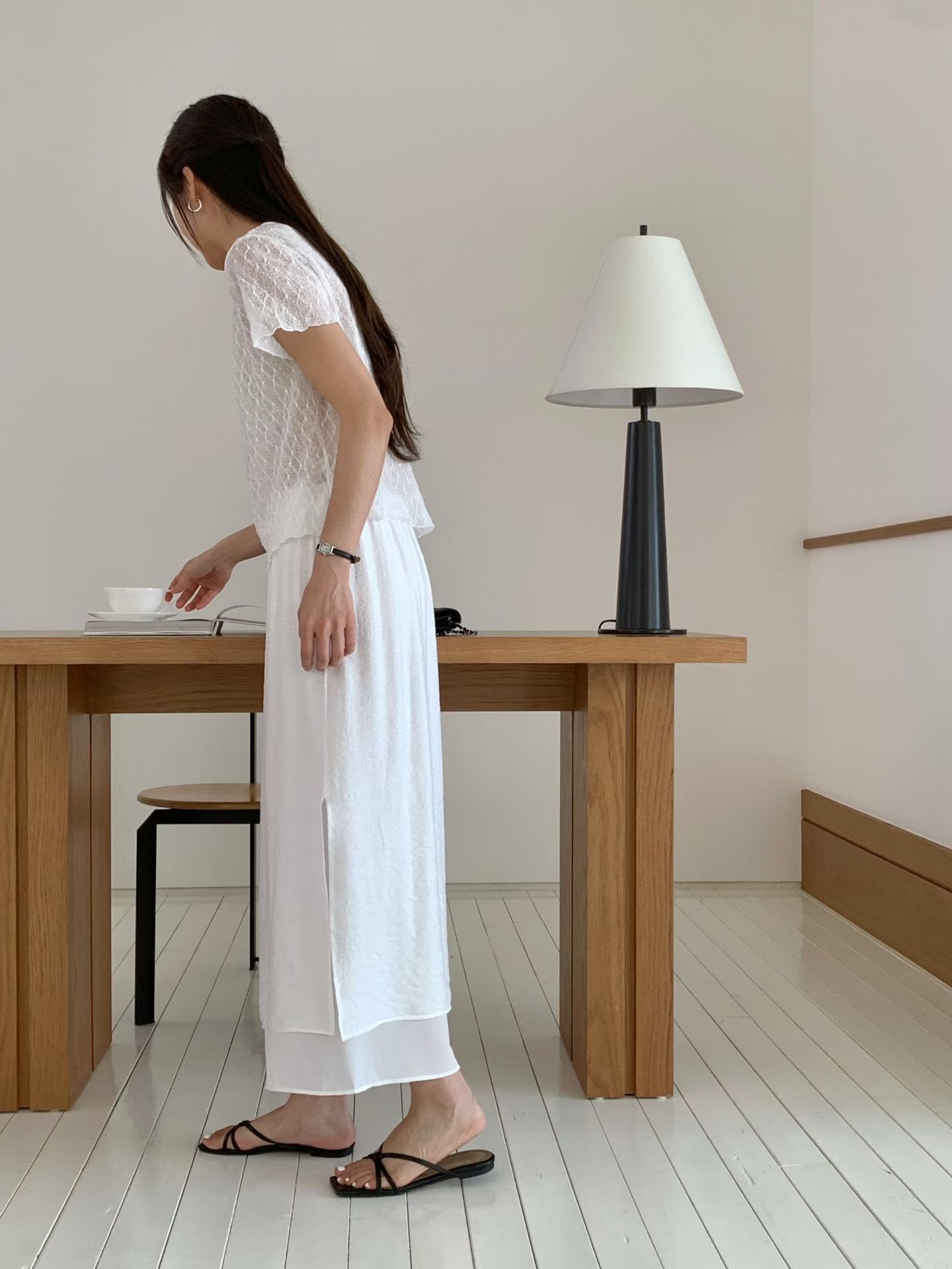 CHOCOLATE-초콜렛-T韓國直郵實拍女士新品熱賣長裙開衩CHOCOLATE長裙
