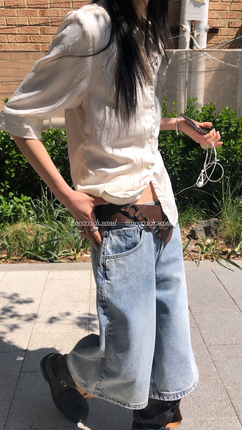 OVER RICH韓國直郵實拍女士新款26夏季26春夏襯衫蕾絲衫褶皺OVER RICH襯衫/蕾絲衫