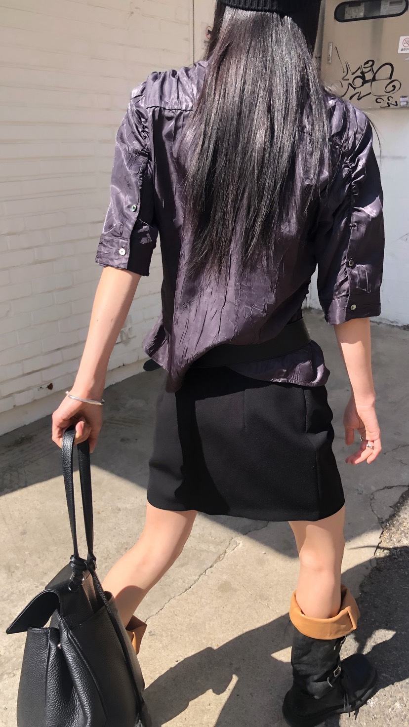 OVER RICH韓國直郵實拍女士新款26夏季26春夏襯衫蕾絲衫褶皺OVER RICH襯衫/蕾絲衫