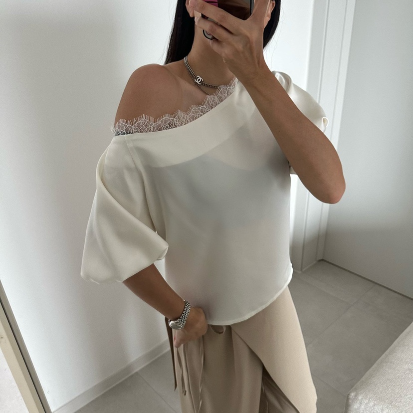 SOUIT東大門實拍韓國女裝新品人氣26春夏時尚襯衫蕾絲衫緞SOUIT by mabel-L襯衫/蕾絲衫
