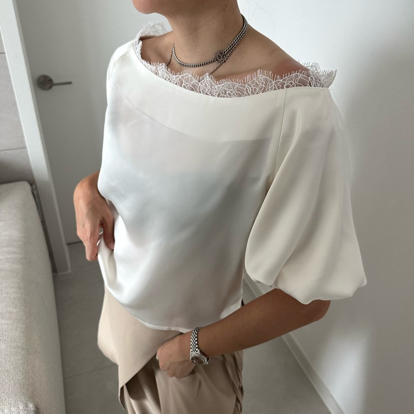 SOUIT東大門實拍韓國女裝新品人氣26春夏時尚襯衫蕾絲衫緞SOUIT by mabel-L襯衫/蕾絲衫
