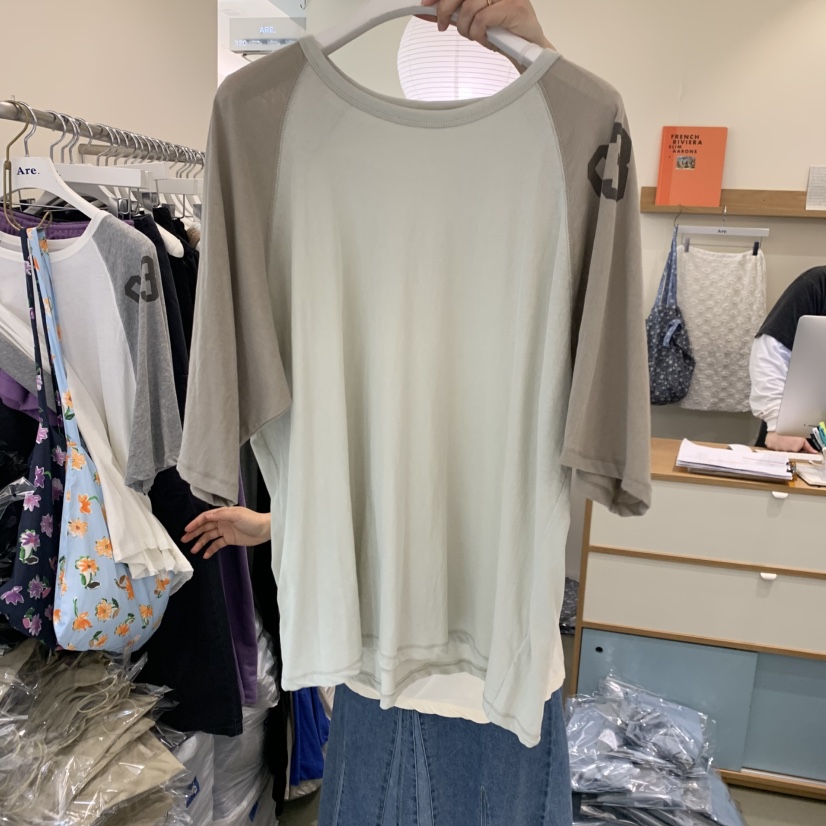 ARE韓國東大門代購女裝新品人氣休閑職業時尚長袖T恤插肩袖ARE YOU/ARE長袖T恤圖色2