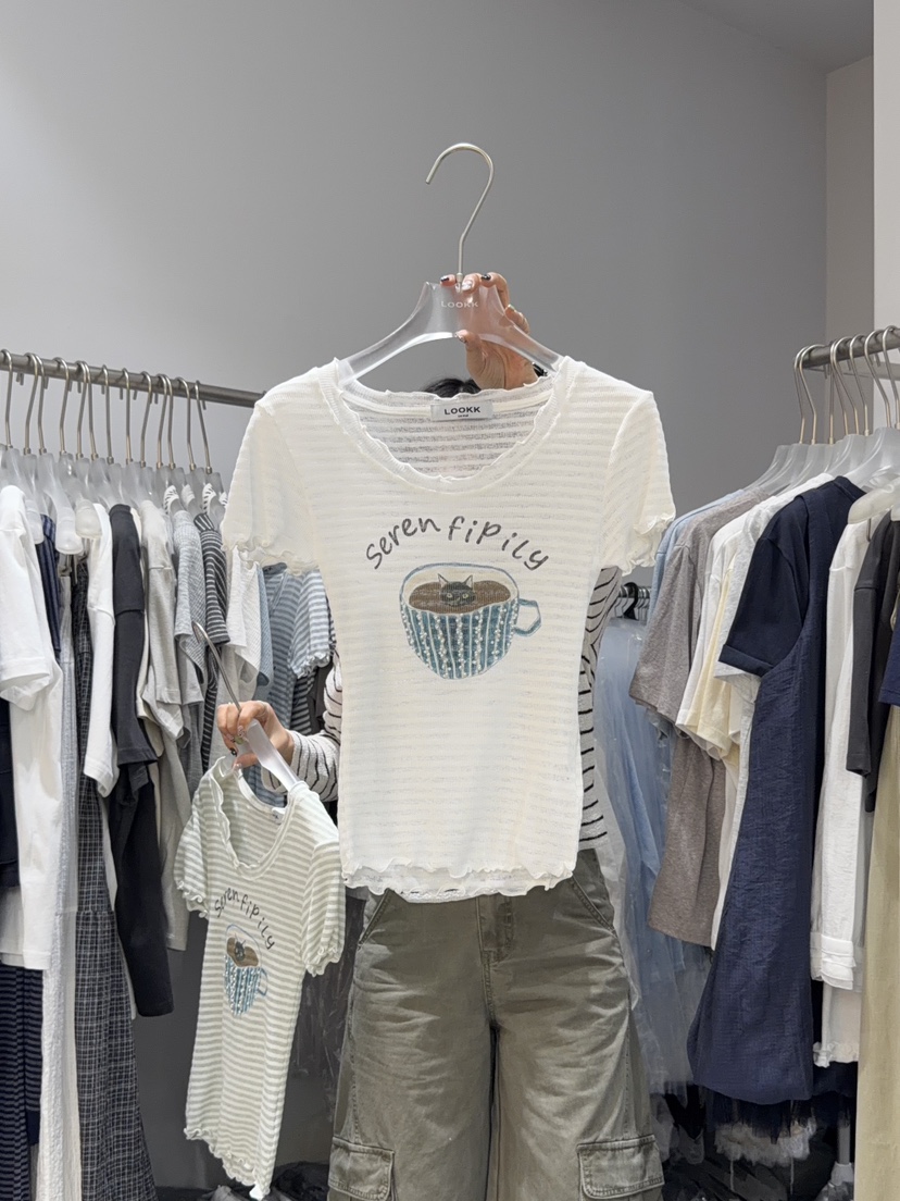 LOOKK/MIMME韓國直郵女士新品時尚休閑26夏季職業26春夏T恤LOOKK/MIMMET恤圖色2