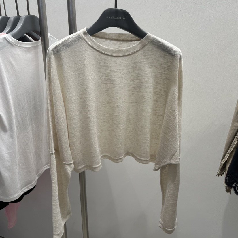 TARABY MOTION韓國代購女裝新品26春夏時尚長袖T恤亞麻布TARABY MOTION長袖T恤圖色1