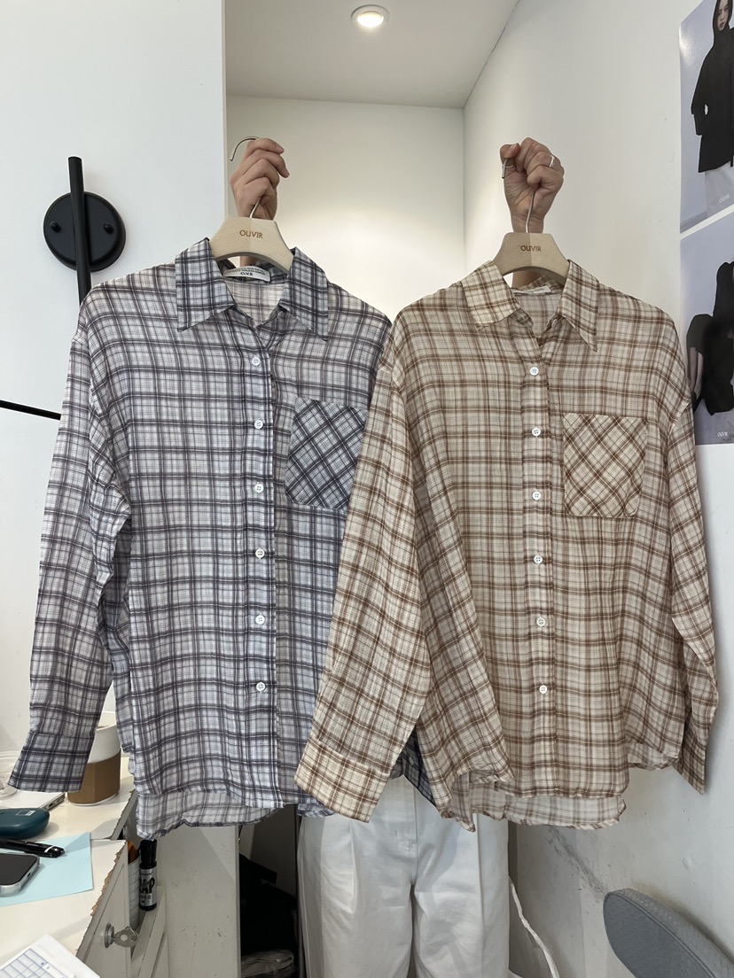 OUVIR韓國代購女裝新品人氣26春夏推薦襯衫蕾絲衫格子透明O.V.R/OUVIR襯衫/蕾絲衫