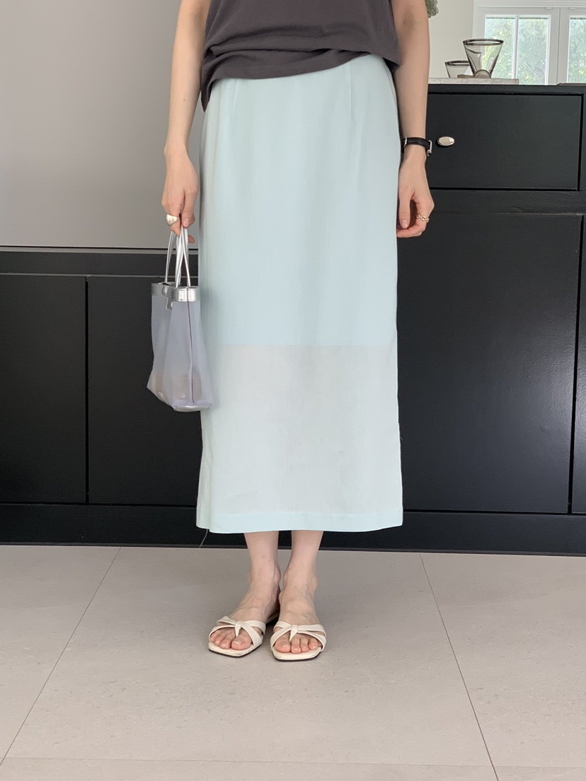 LONG PEAK韓國直郵女士新款職業26夏季長裙天絲亞麻亞麻布LONG PEAK長裙