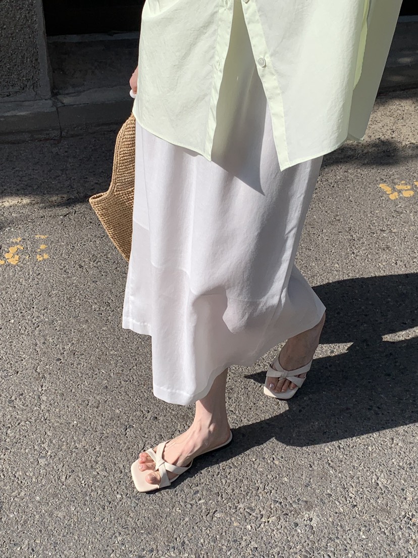 LONG PEAK韓國直郵女士新款職業26夏季長裙天絲亞麻亞麻布LONG PEAK長裙