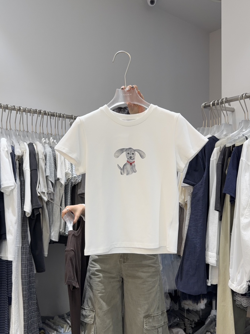 LOOKK/MIMME韓國東大門直郵女裝新品熱賣26夏季T恤可愛的狗狗LOOKK/MIMMET恤圖色1
