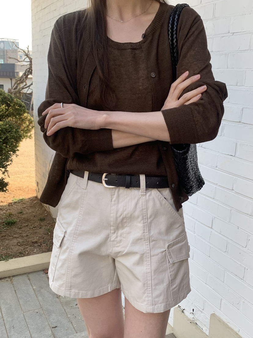 LONG PEAK韓國直郵女士新款人氣時尚短褲不含腰帶工裝天絲LONG PEAK短褲