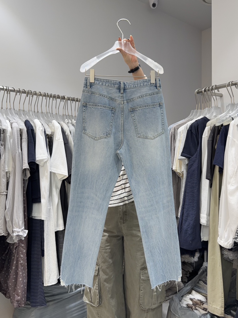 LOOKK/MIMME韓國直郵女裝新品休閑26夏季牛仔褲水洗復古LOOKK/MIMME牛仔褲