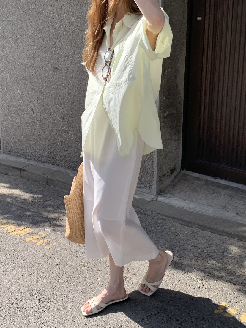 LONG PEAK韓國代購女士新款人氣職業休閑襯衫蕾絲衫口袋LONG PEAK襯衫/蕾絲衫