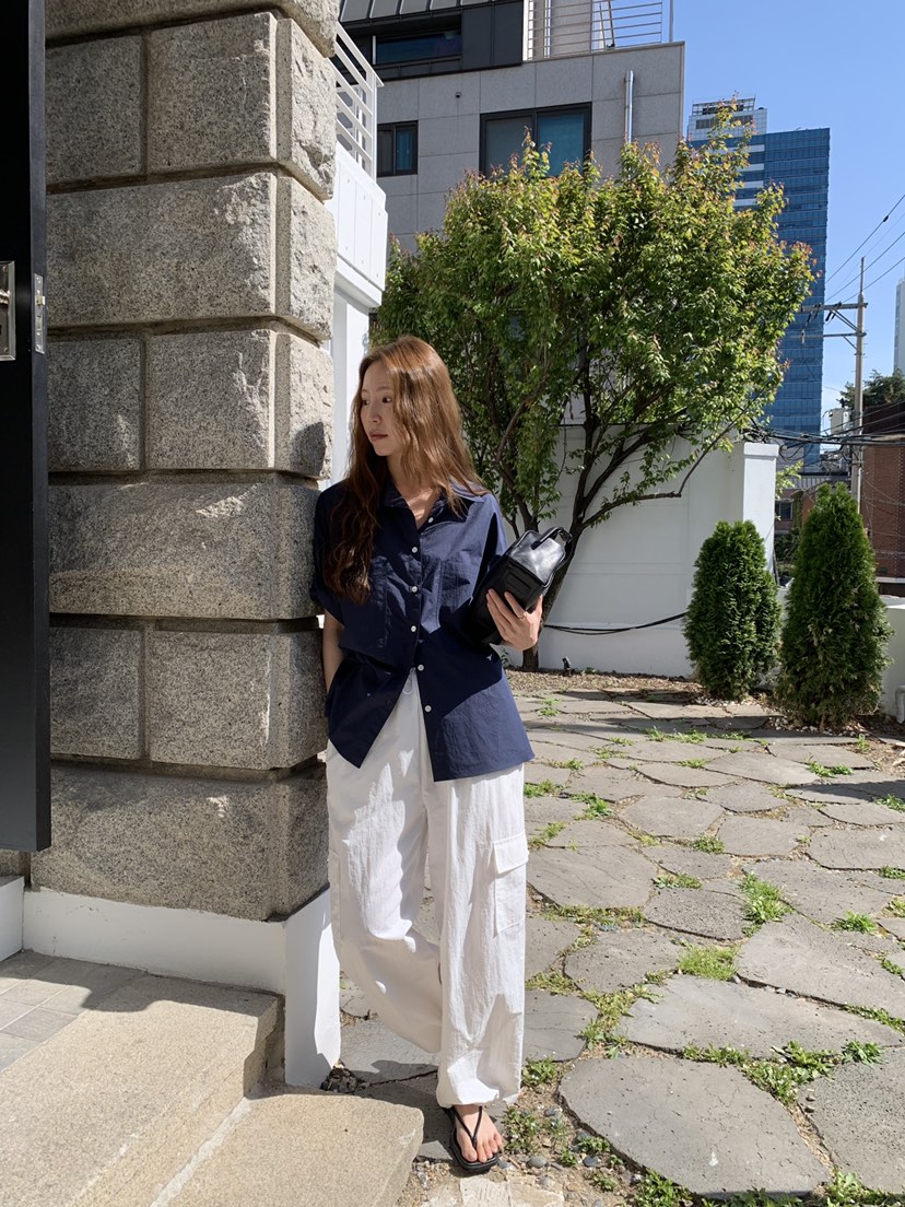 LONG PEAK韓國代購女士新款人氣職業休閑襯衫蕾絲衫口袋LONG PEAK襯衫/蕾絲衫
