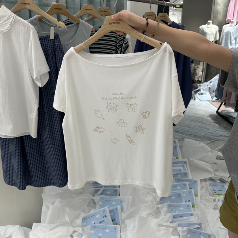 OURMOMENT韓國直郵女裝新品26夏季人氣休閑熱賣職業推薦T恤OURMOMENTT恤圖色1