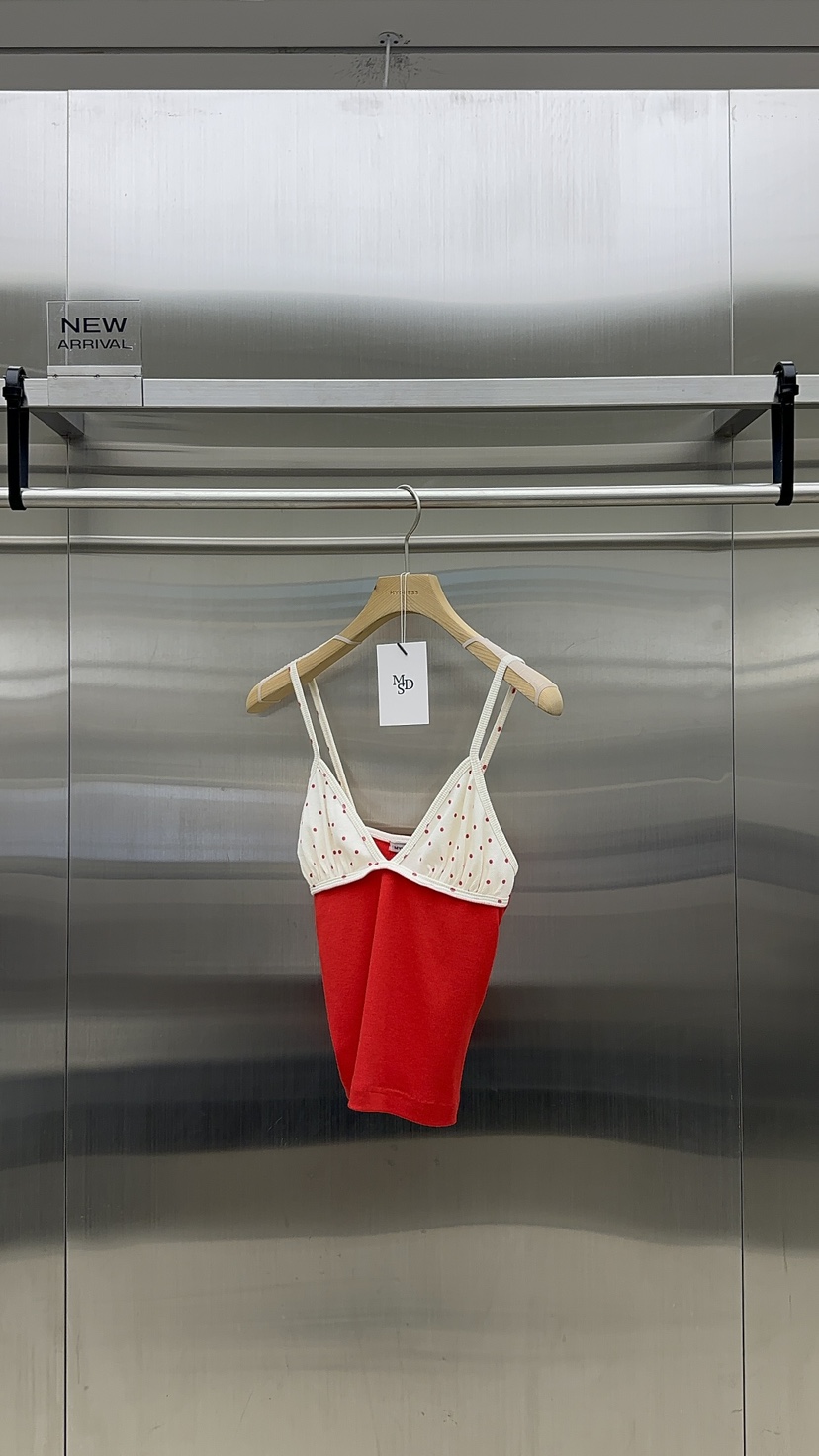 MYDRESS韓國代購女士新款26春夏熱賣26夏季時尚吊帶背心圓點MYDRESS吊帶/背心圖色2