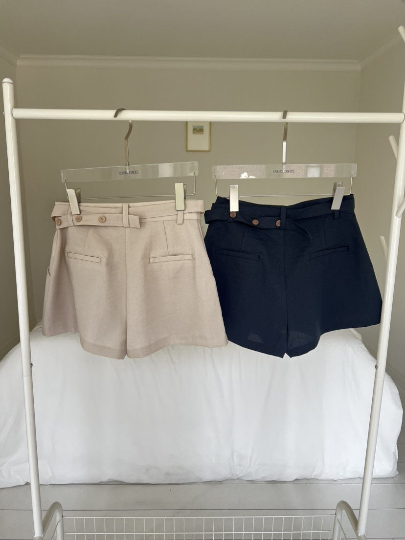 ZEROZERO韓國東大門直郵女裝新品時尚26夏季短褲含腰帶亞麻ZEROZERO短褲