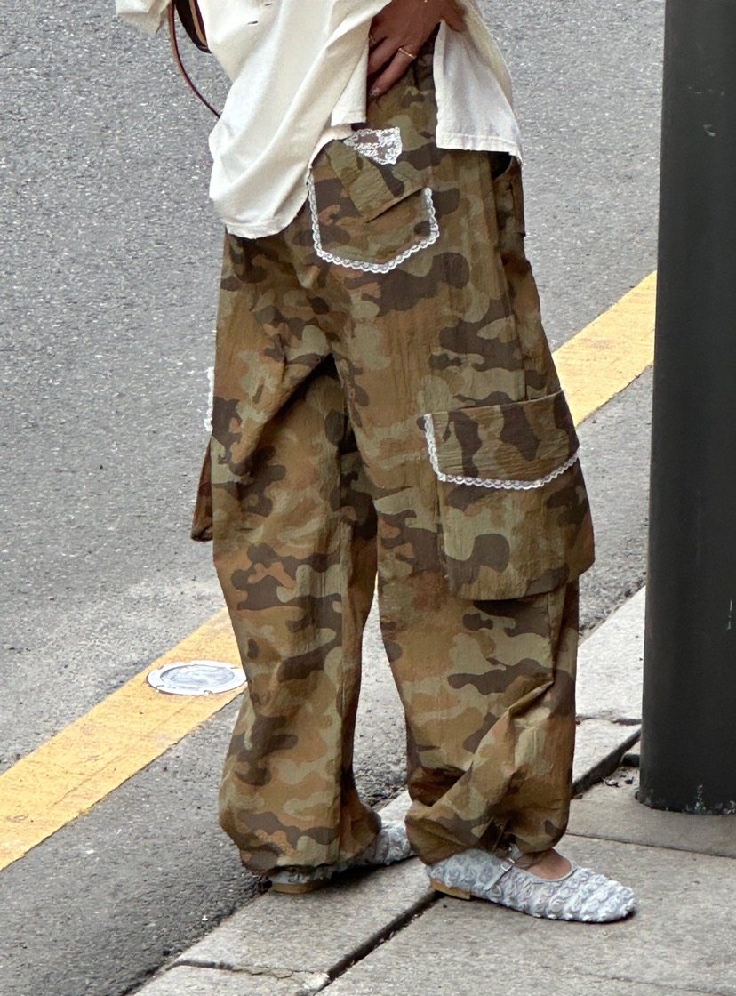 ZEROZERO韓國直郵女士新品推薦人氣休閑褲工裝褲迷彩蕾絲ZEROZERO休閑褲