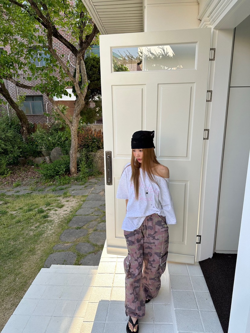 ZEROZERO韓國直郵女士新品推薦人氣休閑褲工裝褲迷彩蕾絲ZEROZERO休閑褲圖色1