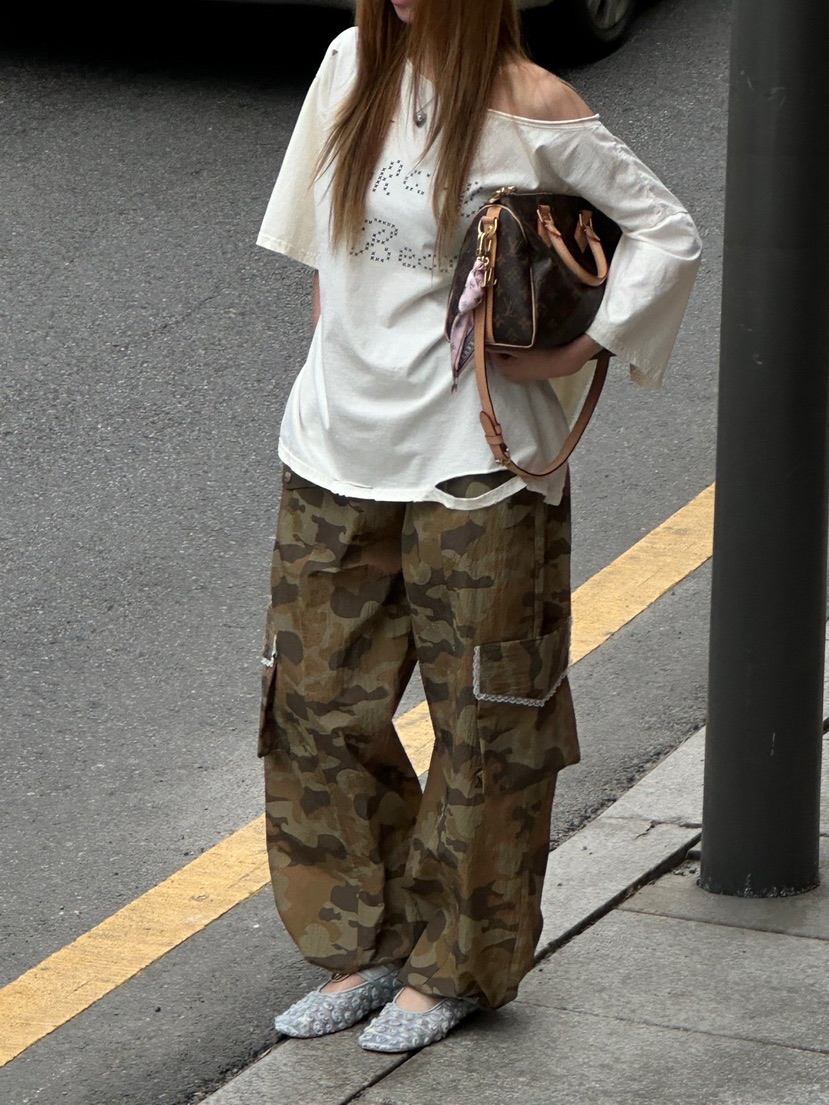 ZEROZERO韓國直郵女士新品推薦人氣休閑褲工裝褲迷彩蕾絲ZEROZERO休閑褲圖色3