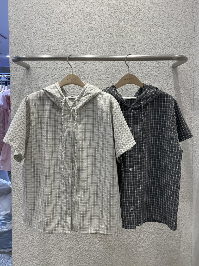 BABEL韓國直郵女裝新品時尚26春夏人氣休閑襯衫蕾絲衫格子BABEL襯衫/蕾絲衫
