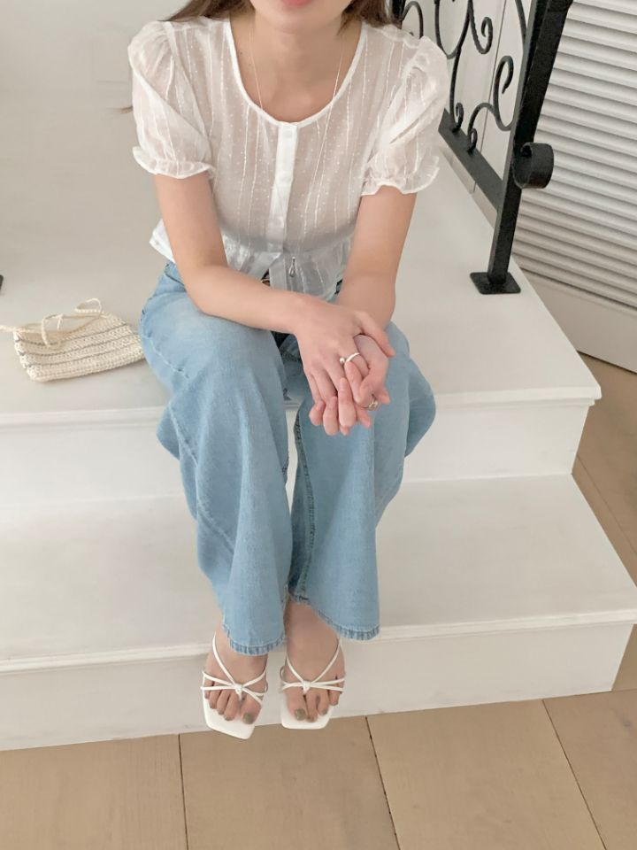 CRONG東大門實拍韓國女士新款休閑時尚26夏季襯衫蕾絲衫刺繡CRONG襯衫/蕾絲衫